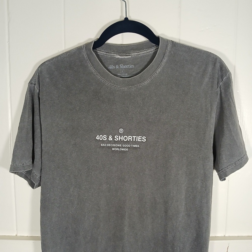 40s & Shorties Mens Graphic‎ T-Shirt 2-Sided Gray Mineral Wash Small Cotton SS